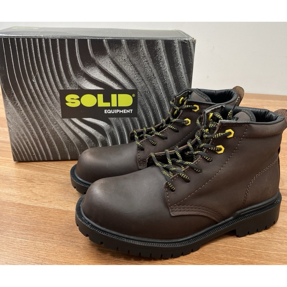 SOLID Equipment Leather Mens Dense Work Boots Size 9 Oil Resistant Anti-Slip NEW